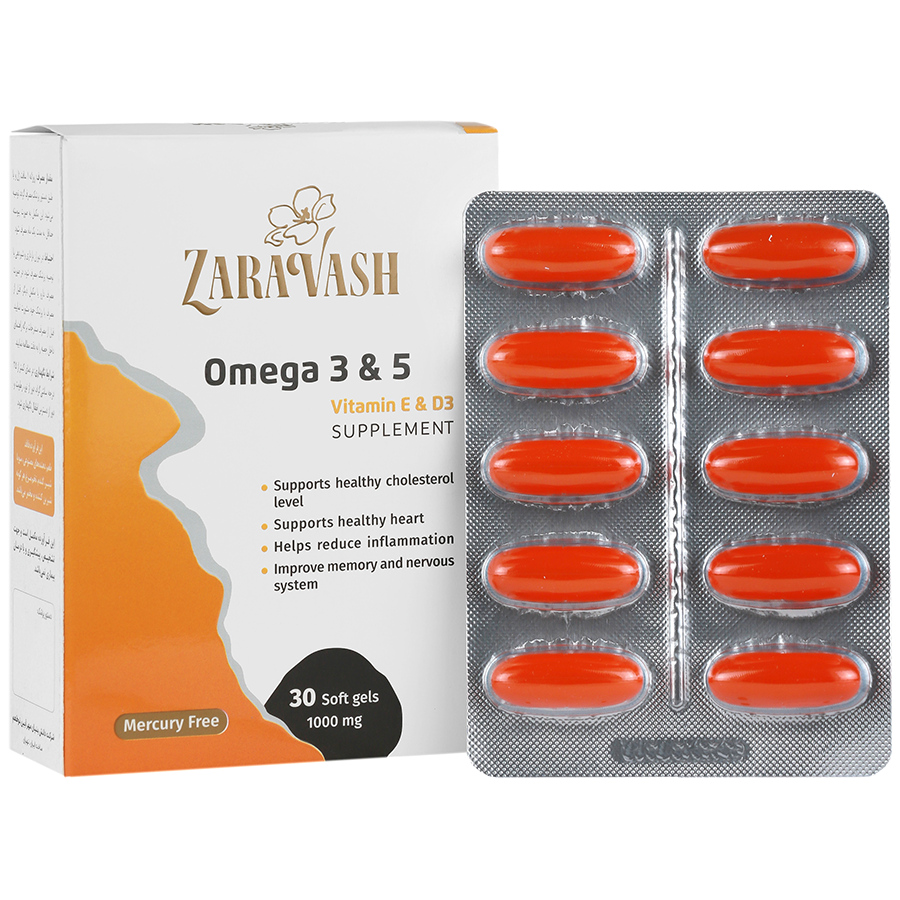 سافت ژل امگا 3 و 5 زراوش 30 عدد ۱۰۰۰ میلی گرم