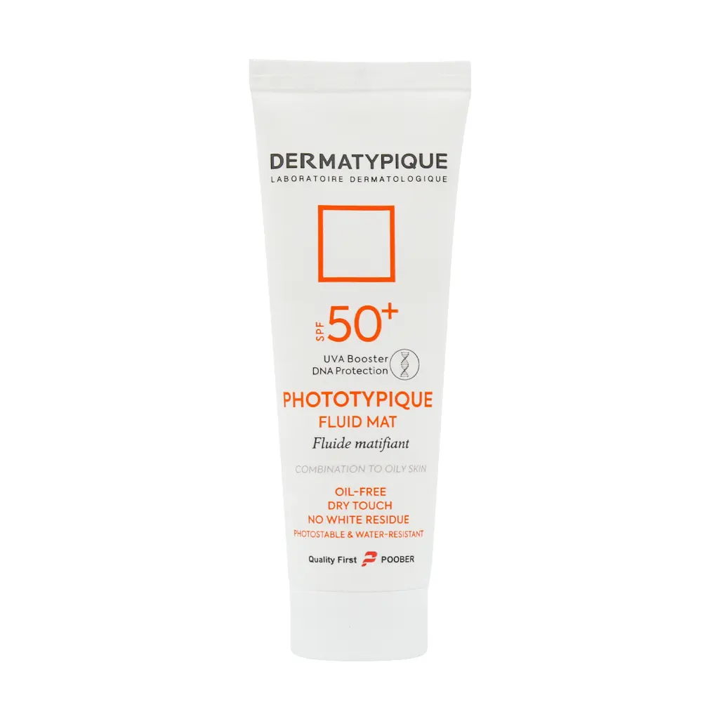 فلوئید ضد آفتاب بی‌رنگ 50 میلی‌لیتر درماتیپیک SPF50+ | مناسب پوست چرب و مختلط