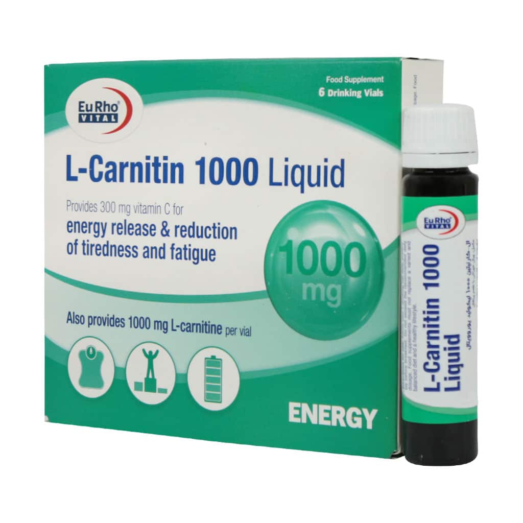 ویال خوراکی ال کارنیتین 1000 میلی گرم یوروویتال 6 عددی