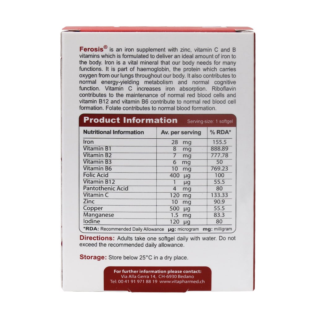 سافت ژل فروسیس ویواتیون 30 عدد | آهن 28mg + فولیک اسید + ویتامین C و زینک