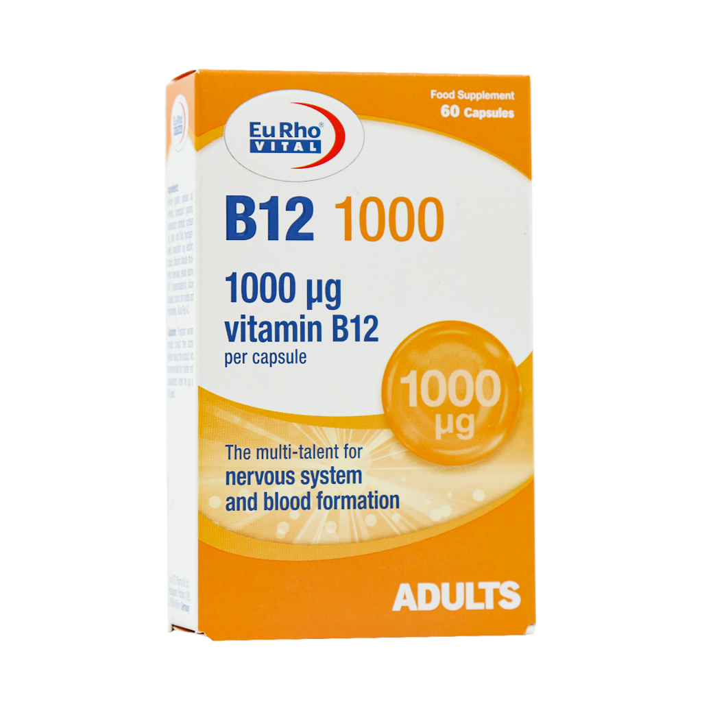 ویتامین 1000 میکروگرم B12  یوروویتال 60 عددی| تقویت سیستم عصبی و انرژی