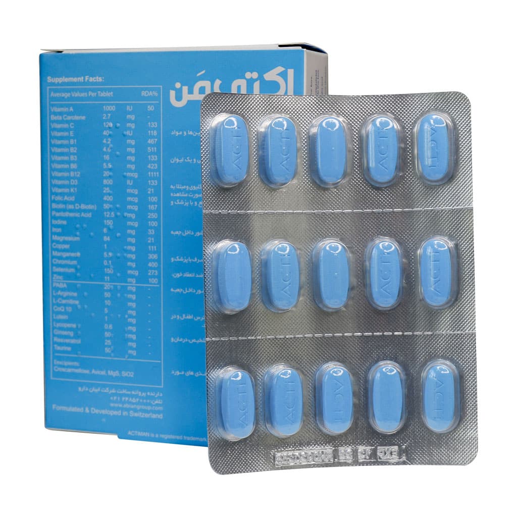 اکتی من 30 عددی ابیان دارو | مولتی ویتامین آقایان برای انرژی و قوای جنسی