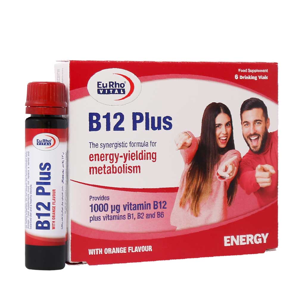 ویال خوراکی ویتامین B12 پلاس یوروویتال 6 عددی | افزایش انرژی و رفع خستگی