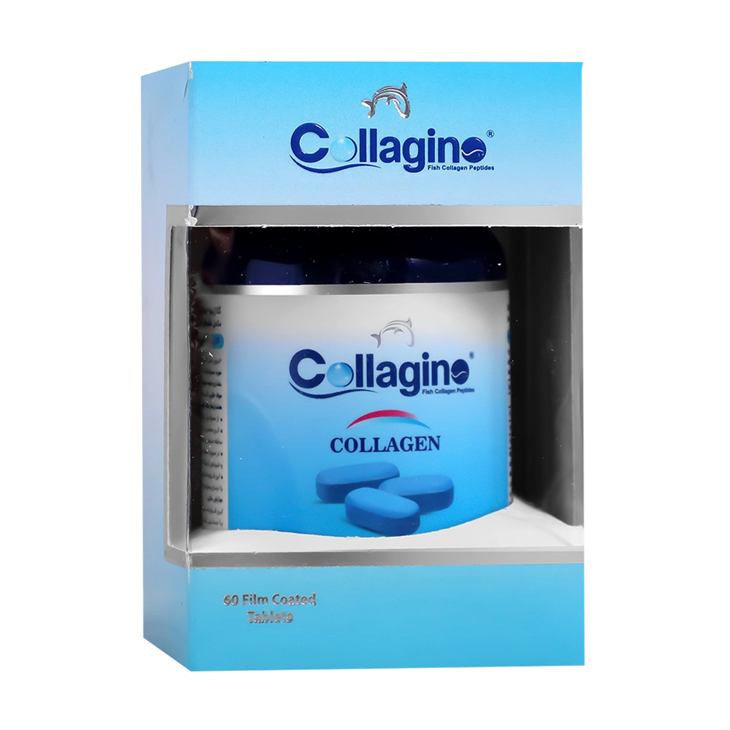 قرص کلاژینو کلاژن + ویتامین C قوطی 60 عددی | تقویت پوست، مو، ناخن و مفاصل