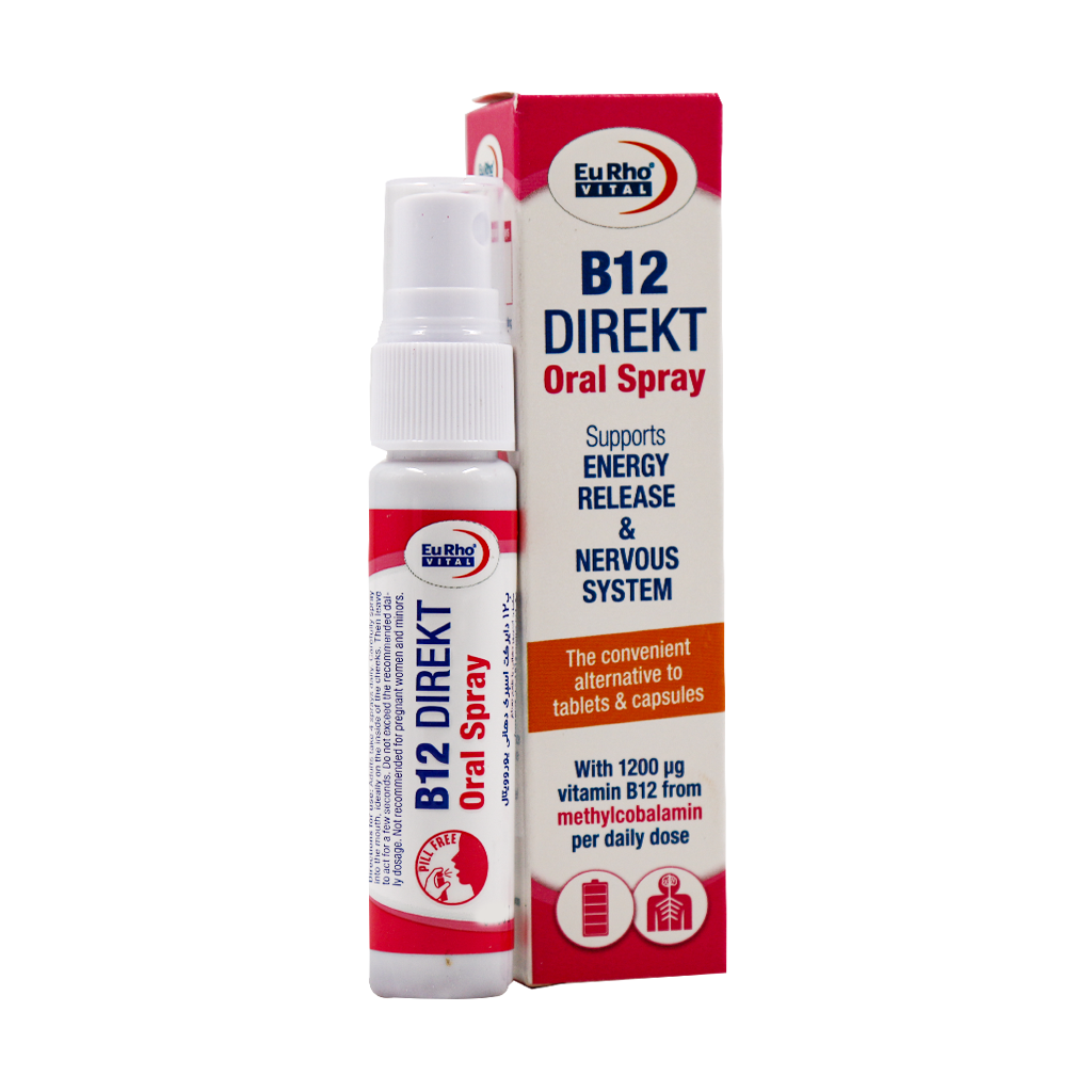 ب 12 اسپری دهانی دایرکت 25 میلیلیتر با طعم نعناع | جذب سریع و افزایش انرژی – یوروویتال
