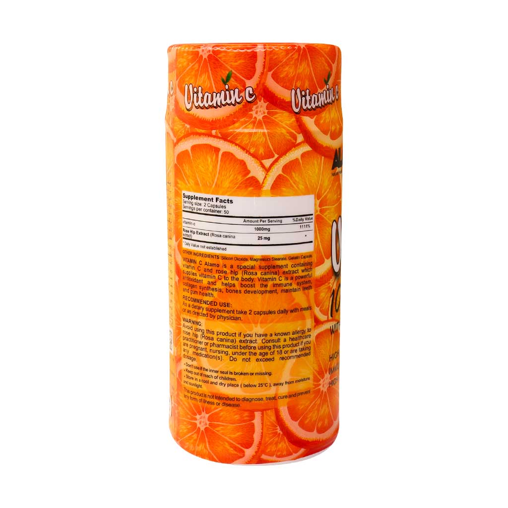 کپسول ویتامین C 1000 آلامو 100 عددی | تقویت ایمنی و آنتی‌اکسیدان قوی