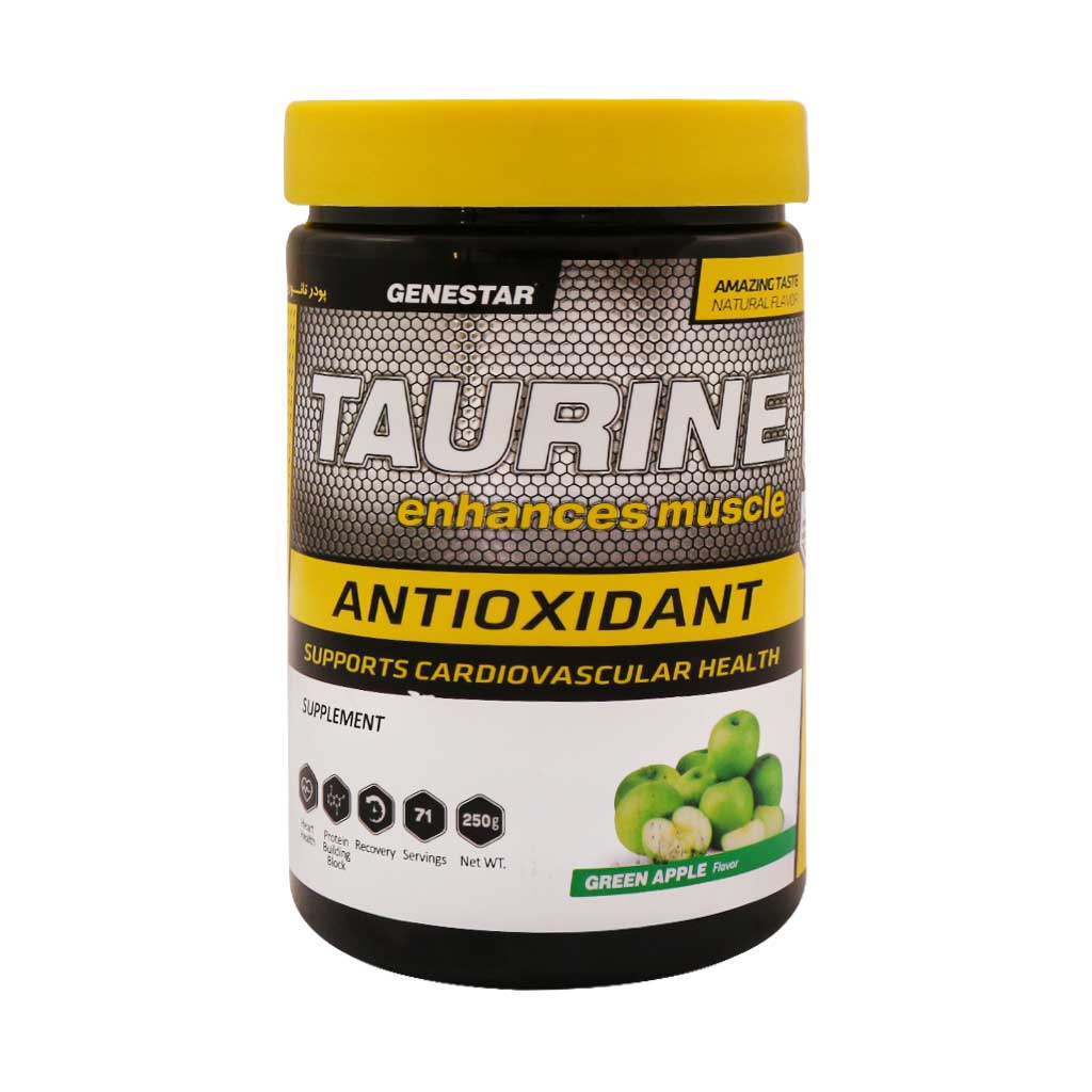ژن استار تائورین ۲۵۰ گرمی طعم سیب سبز | تمرکز بیشتر، هیدراتاسیون سلولی و بهبود عملکرد ورزشی