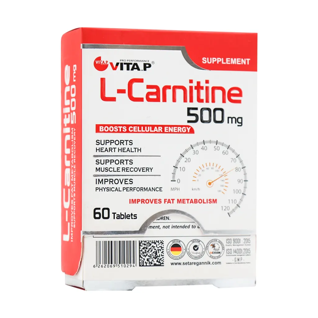 قرص ال کارنیتین ۵۰۰ میلی‌گرم ویتاپی ۶۰ عددی | چربی‌سوزی، کاهش وزن و افزایش انرژی