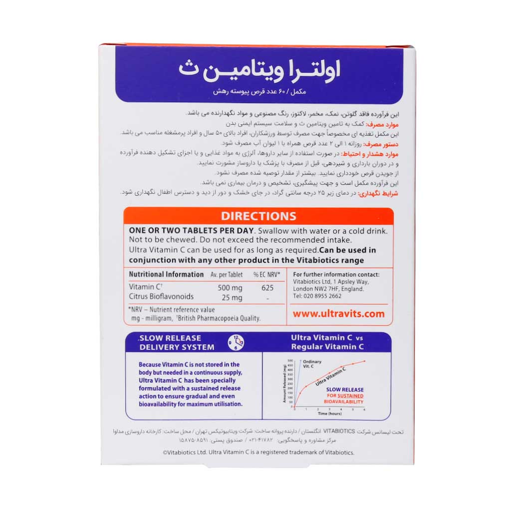قرص ویتامین ث ۵۰۰ میلیگرم اولترا ویتابیوتیکس (۶۰ عددی) | تقویت سیستم ایمنی، ضد اکسیدان و حفظ سلامت پوست